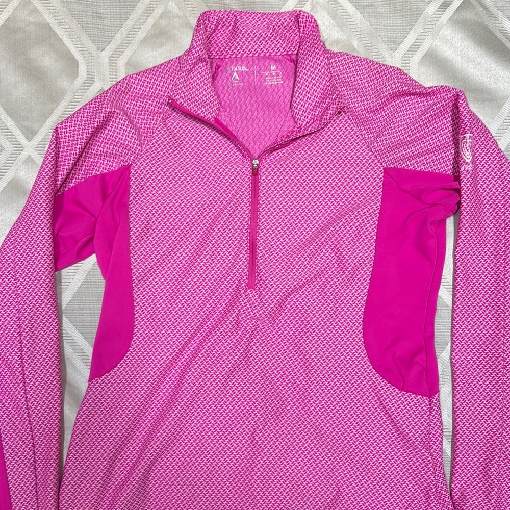 Antigua Pink Fitted Long Sleeve Zippered Top